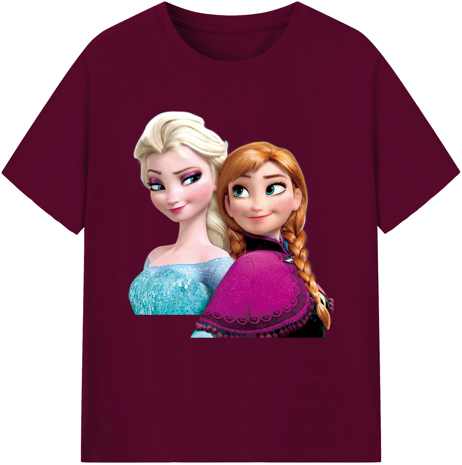 （画像用） アナと雪の女王 アンナ エルサ Frozen Anna Elsa レディースカジュアルプリントTシャツ（綿100％）